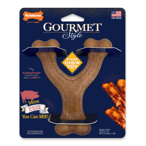 Nylabone Gourmet Style Wishbone Strong Chew Toy for Dogs, Bacon Flavor