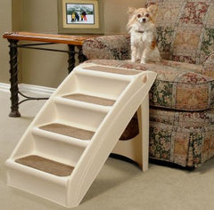 Solvit Product PetSafe CozyUp Folding Dog Stairs, Portable Indoor/Outdoor Pet Steps for Bed, Couch & Car, Tan