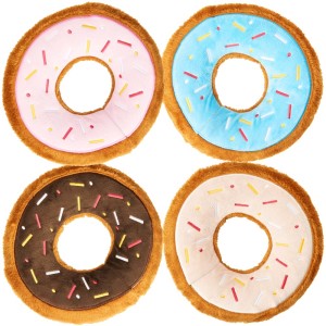 SPOT Fun Food Tasty Donut- Plush Chew Toy with Self Healing Squeaker
