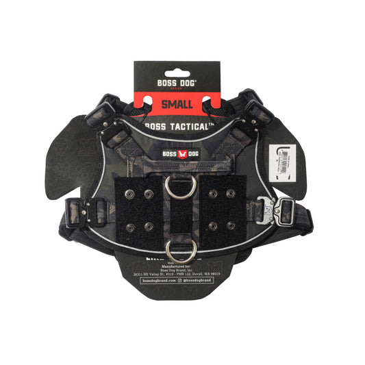 Boss Dog Tactical Harness, Black Camo