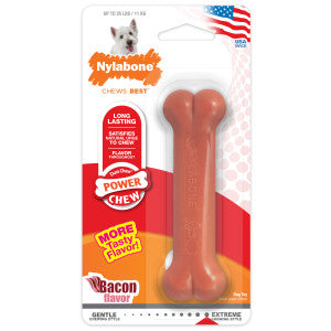 Nylabone Power Chew Classic Bone Chew Toy for Dogs, Durable Dog Toys for Aggressive Chewers, Bacon Flavor