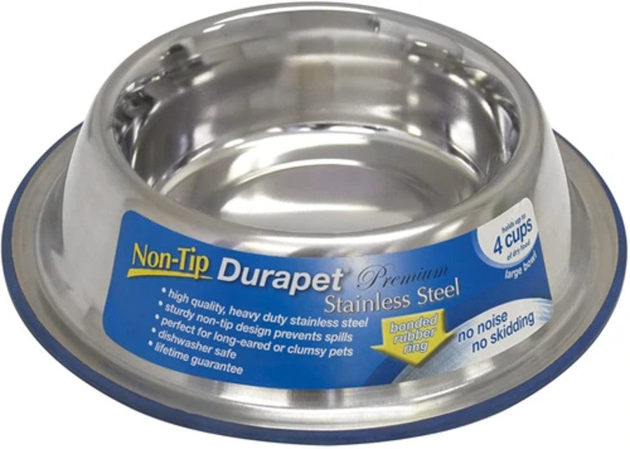 OurPets DuraPet Premium Dishwasher Safe Stainless Steel Dog Bowl for Food or Water [Multiple Sizes for Small to Large Dogs] in Traditional or Wide Base Design