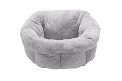 Furhaven 20" Round Self-Warming Pet Bed for Indoor Cats & Small Dogs, 100% Washable, For Pets Up to 20 lbs - Hi Lo Plush Luxe Faux Fur Cuddler - Gray, Small