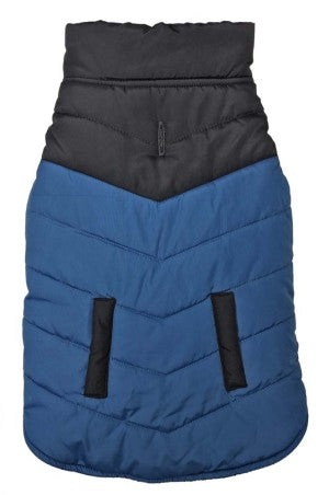 Fashion Pet Color Block Puffer Dog Coat Blue