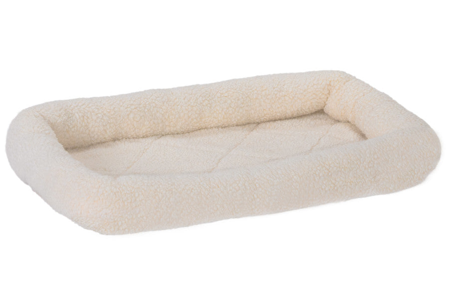 Furhaven Dog Bed for Large/Medium Dogs, 100% Washable, Sized to Fit Crates - Sherpa Fleece Bolster Crate Pad - Cream