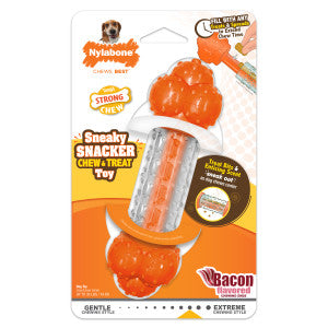 Nylabone Strong Chew Sneaky Snacker Treat Toy for Dogs, Interactive Dog Enrichment Chew Toys, Bacon Flavor