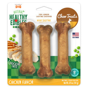Nylabone Healthy Edibles Natural Dog Chews Long Lasting Chicken Flavor Treats for Dogs