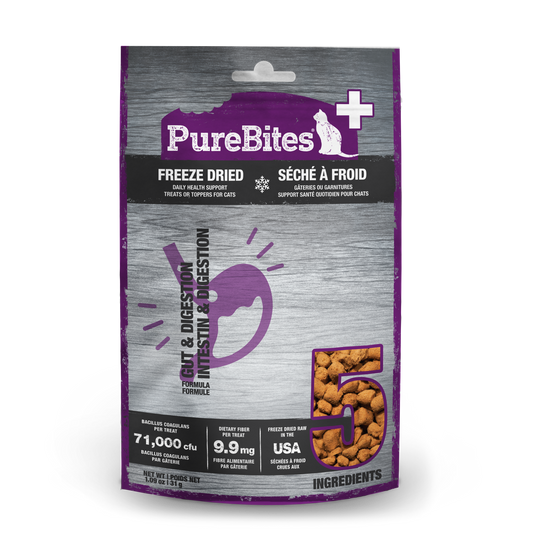 PureBites+ Freeze Dried Cat Treats | Gut & Digestion | 5 Ingredients | Made in USA