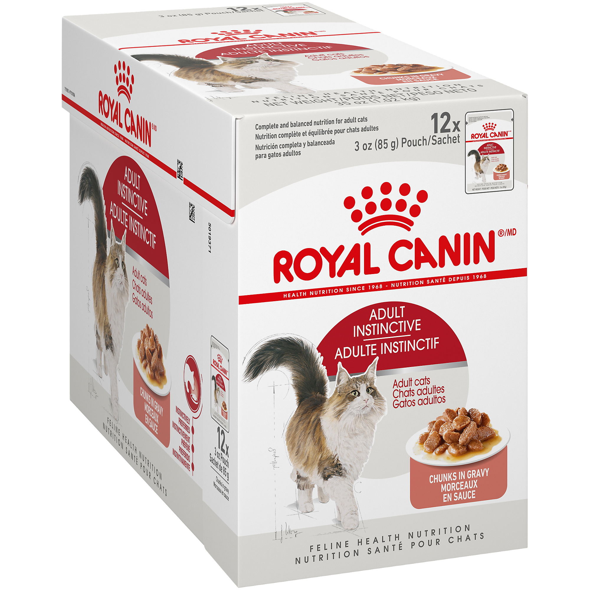 Royal Canin® Feline Health Nutrition™ Adult Instinctive Chunks in Gravy Pouch Cat Food, 3 oz, 12-pack