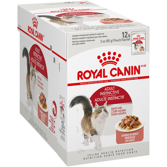 Royal Canin® Feline Health Nutrition™ Adult Instinctive Chunks in Gravy Pouch Cat Food, 3 oz, 12-pack