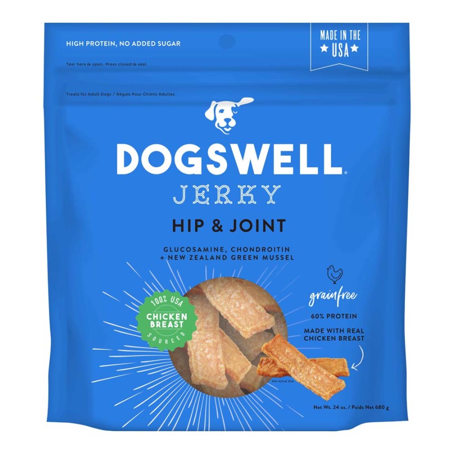 Dogswell Jerky Hip and Joint Dog Treats Grain Free Made in USA Only, Glucosamine and Chondroitin, Chicken