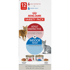 Royal Canin Feline Health Nutrition Indoor Adult & Adult Instinctive Wet Cat Food Variety Pack, 3 oz, 12 Pack