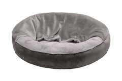 Furhaven 24" Round Calming Donut Dog Bed for Indoor Cats & Small Dogs, Washable, For Dogs Up to 20 lbs - Plush Velvet Waves Hooded Donut Bed
