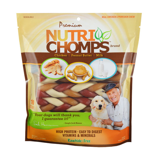 Nutri Chomps™ Mixed Flavor Braid Dog Treats 6 Inch 10 Count