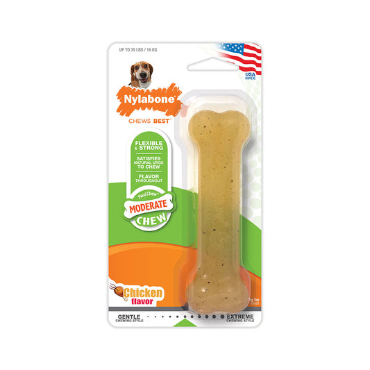 Nylabone® Flexi Chews® Moderate Chews Chicken Flavor Flexible Chews Dog Toys Wolf Up to 35 Lbs