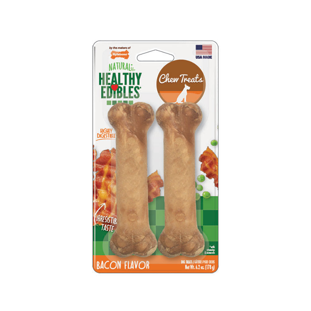Nylabone® Healthy Edibles® Bacon Flavor Long Lasting Chew Dog Treat Wolf Up to 35 Lbs X 2 Count