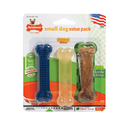 Nylabone® Flexi Chew® Moderate Chew Value Pack Chew Dog Toy Petite Up to 15 Lbs