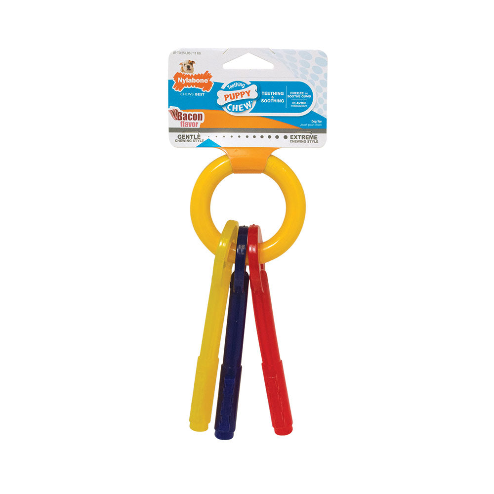 Nylabone® Teething Puppy Chews™ Puppy Chews Bacon Flavor Teething Keys Chews Dog Toys Small