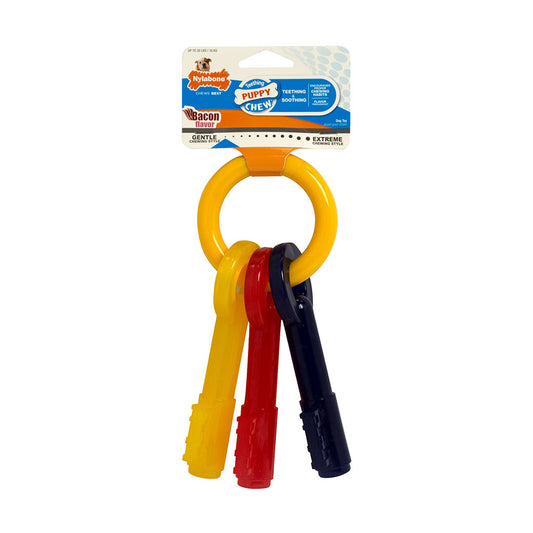 Nylabone® Teething Puppy Chews™ Puppy Chews Bacon Flavor Teething Keys Chews Dog Toys Large