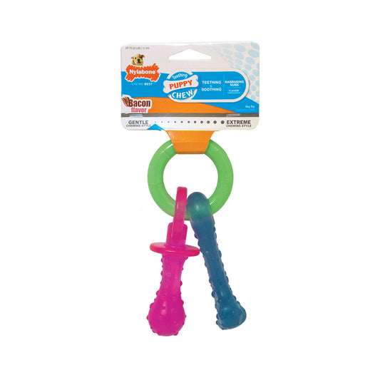 Nylabone® Teething Puppy Chew™ Bacon Flavor Teething Pacifier Chew Puppy Toy X-Small