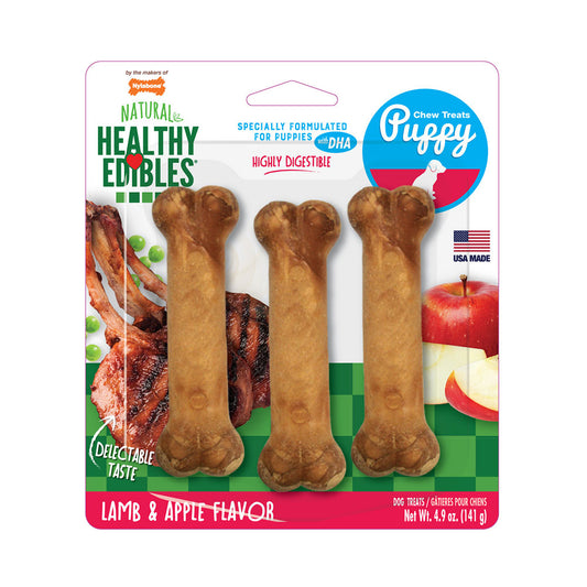 Nylabone® Healthy Edibles® Lamb & Apple Flavor Long Lasting Puppy Chews Treats Regular Up to 25 Lbs X 3 Count