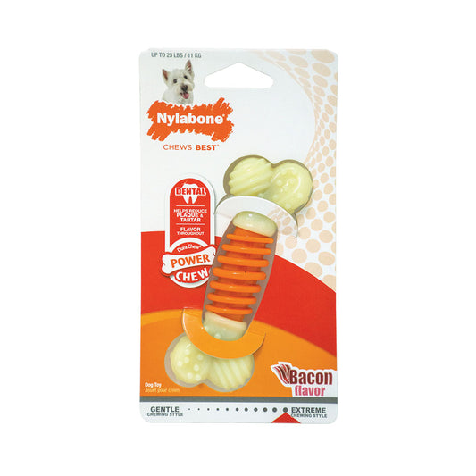 Nylabone® Dura Chew® Power Chew Bacon Flavor PRO Action Dental Chew Dog Toy Regular Up to 25 Lbs