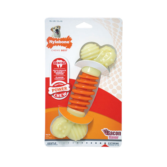 Nylabone® Dura Chews® Power Chews Bacon Flavor PRO Action Dental Chews Dog Toys Giant Up to 50 Lbs