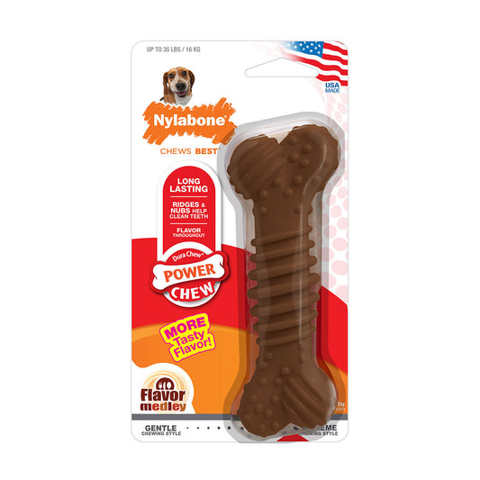 Nylabone® Dura Chews® Power Chews Medley Flavor Long Lasting Textured Bone Chews Dog Toys Wolf Up to 35 Lbs