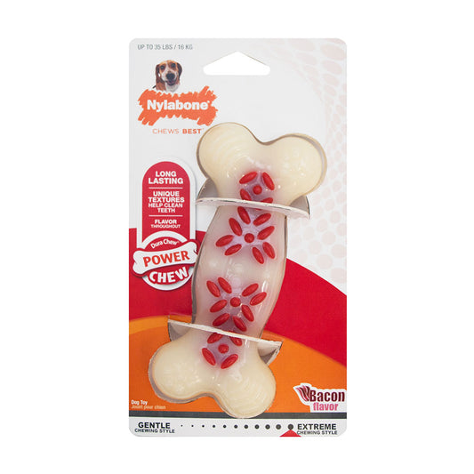 Nylabone® Dura Chew® Power Chew Bacon Flavor Action Ridges Long Lasting Chew Dog Toy Wolf