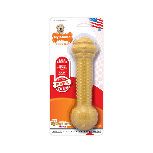 Nylabone® Dura Chews® Power Chews Peanut Butter Flavor Barbell Long Lasting Chews Dog Toys Large/X-Large