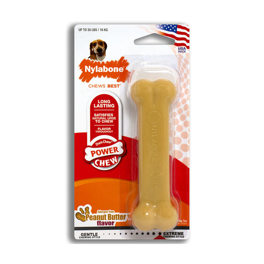 Nylabone® Dura Chews® Power Chews Peanut Butter Flavor Long Lasting Chews Dog Toys Wolf Up to 35 Lbs