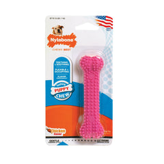 Nylabone® Teething Puppy Chews™ Chicken Flavor Dental Chews Puppy Toys Pink Color Petite Up to 15 Lbs Pink