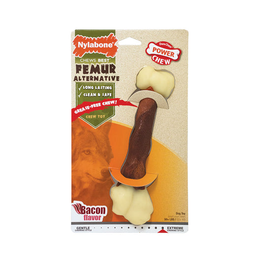 Nylabone® Dura Chews® Power Chews Bacon Flavor Femur Alternative Long Lasting Chews Dog Toys Giant Up to 50 Lbs