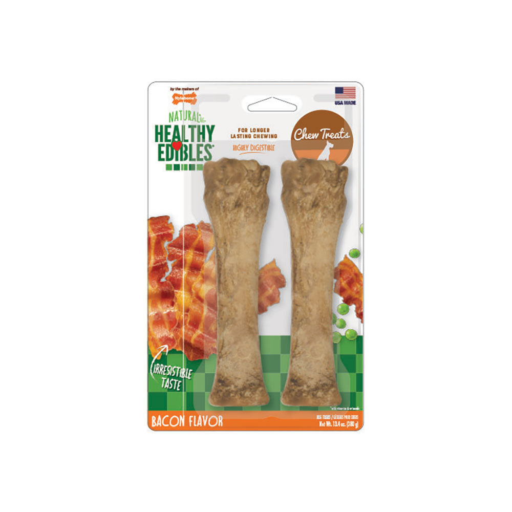 Nylabone® Healthy Edibles® Bacon Flavor Long Lasting Chews Dog Treats Souper 50+ Lbs X 2 Count