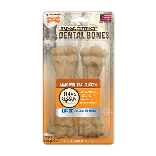 Nylabone® Primal Instinct Grain Free Chicken Flavor Dental Bones for Dog Large 30-50 Lbs X 2 Count