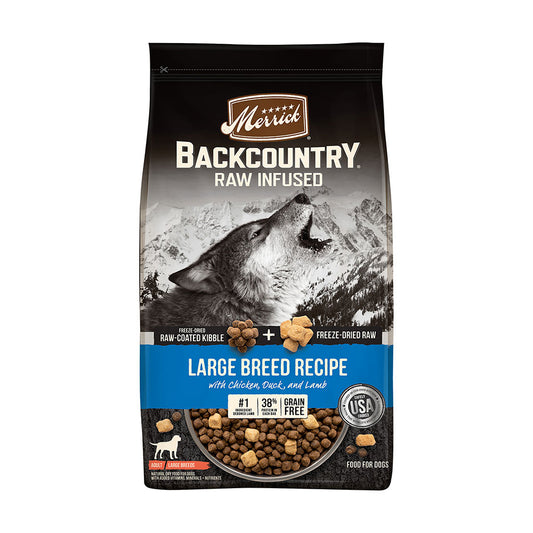 Merrick® Backcountry® Grain Free Raw Infused Large Breed Recipe with Chicken Duck and Lamb Adult Dog Food, 20 Lbs