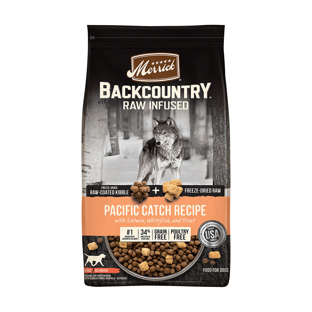 Merrick® Backcountry® Raw Infused Pacific Catch Recipe with Salmon Whitefish and Trout Adult Dog Food, 4 Lbs x 5 Count