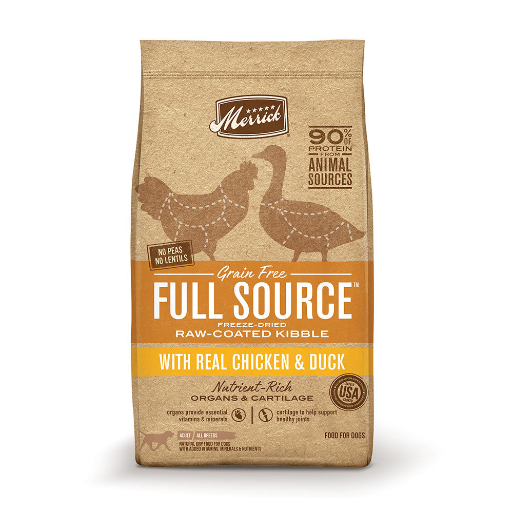 Merrick® Full Source® Grain Free Freeze-Dried Raw-Coated Kibble with Chicken & Duck Dog Food 4 Lbs