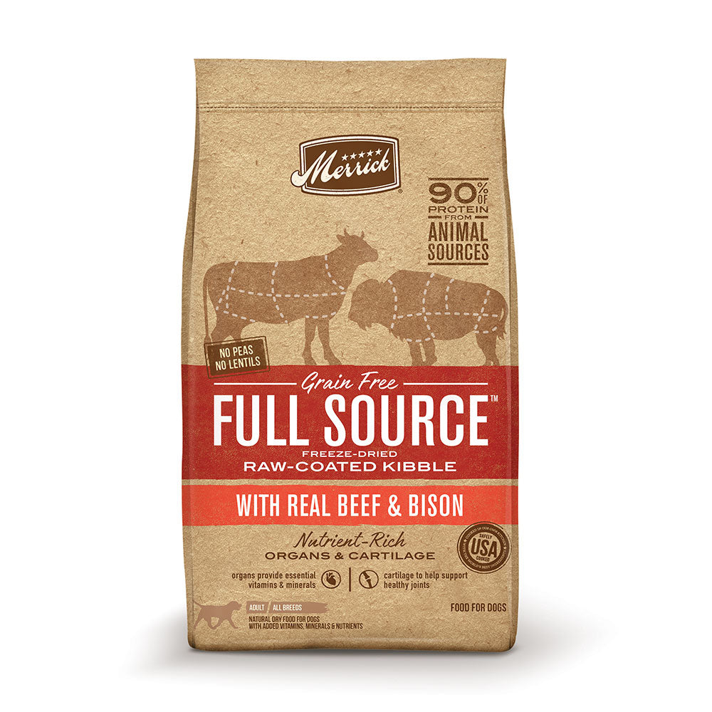 Merrick® Full Source® Grain Free Freeze-Dried Raw-Coated Kibble with Beef & Bison Dog Food 4 Lbs