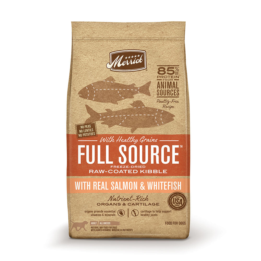 Merrick® Full Source® Healthy Grains Freeze-Dried Raw-Coated Kibble with Salmon & Whitefish Dog Food 20 Lbs