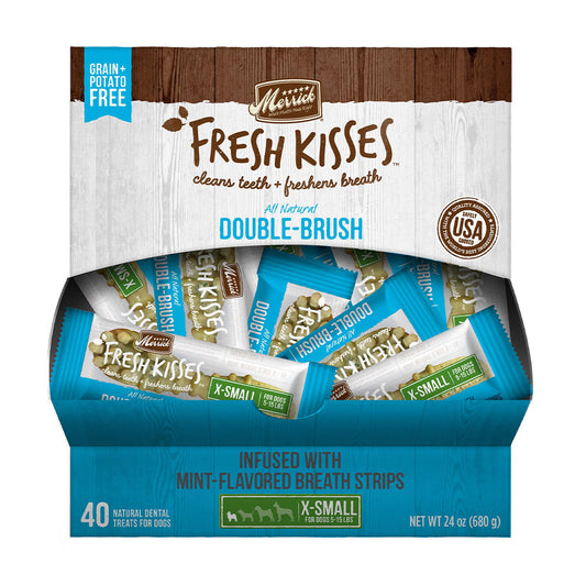 Merrick® Fresh Kisses™ Double Brush Infused with Mint Breath Strips X-Small Dog Treats 12 Oz