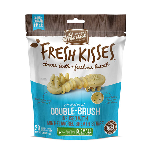 Merrick® Fresh Kisses™ Double Brush Infused with Mint Breath Strips X-Small Dog Treats 6 Oz