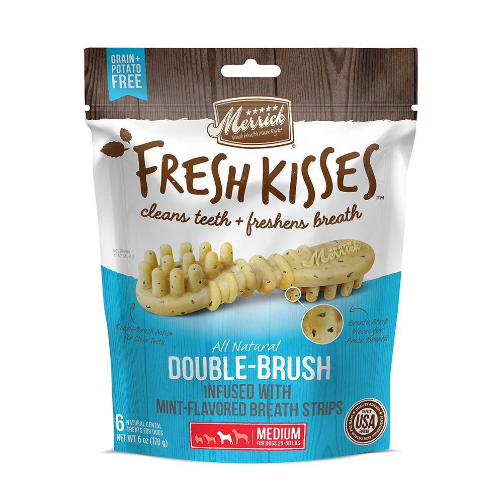 Merrick® Fresh Kisses™ Double Brush Infused with Mint Breath Strips Medium Dog Treats 6 Oz