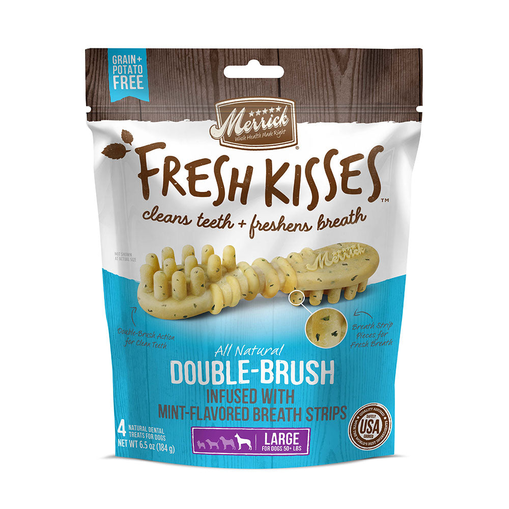 Merrick® Fresh Kisses™ Double Brush Infused with Mint Breath Strips Large Dog Treats 6.5 Oz