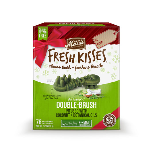 Merrick® Fresh Kisses™ Holiday Double Brush Infused with Coconut and Botanical Oils X-Small Dog Treats - 78 Count