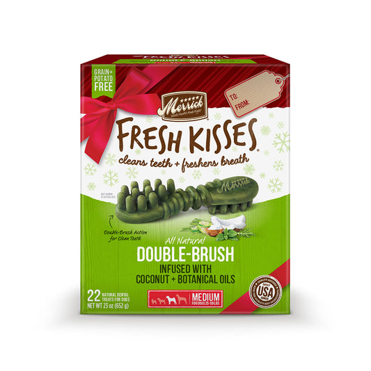 Merrick® Fresh Kisses™ Holiday Double Brush Infused with Coconut and Botanical Oils Medium Dog Treats - 22 Count