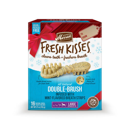 Merrick® Fresh Kisses™ Holiday Double Brush Infused with Mint Breath Strips Large Dog Treats - 78 Count
