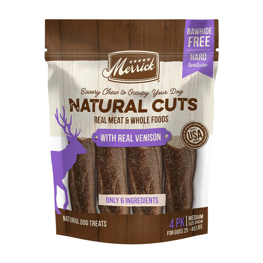 Merrick Natural Cuts with Real Venison Dog, Medium Chew - 4 count