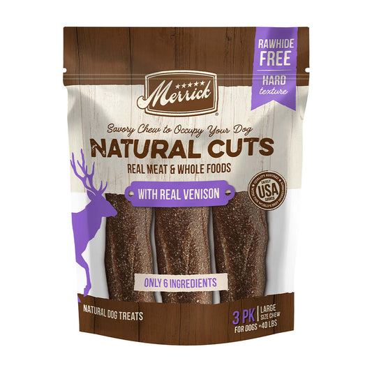 Merrick Natural Cuts with Real Venison Dog, Large Chew - 3 count