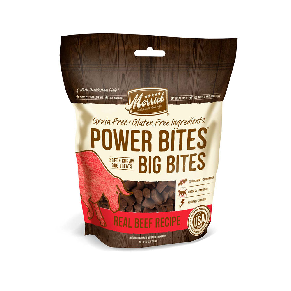 Merrick® Power Bites® Big Bites Grain Free Real Beef Recipe Dog Treats 6 Oz